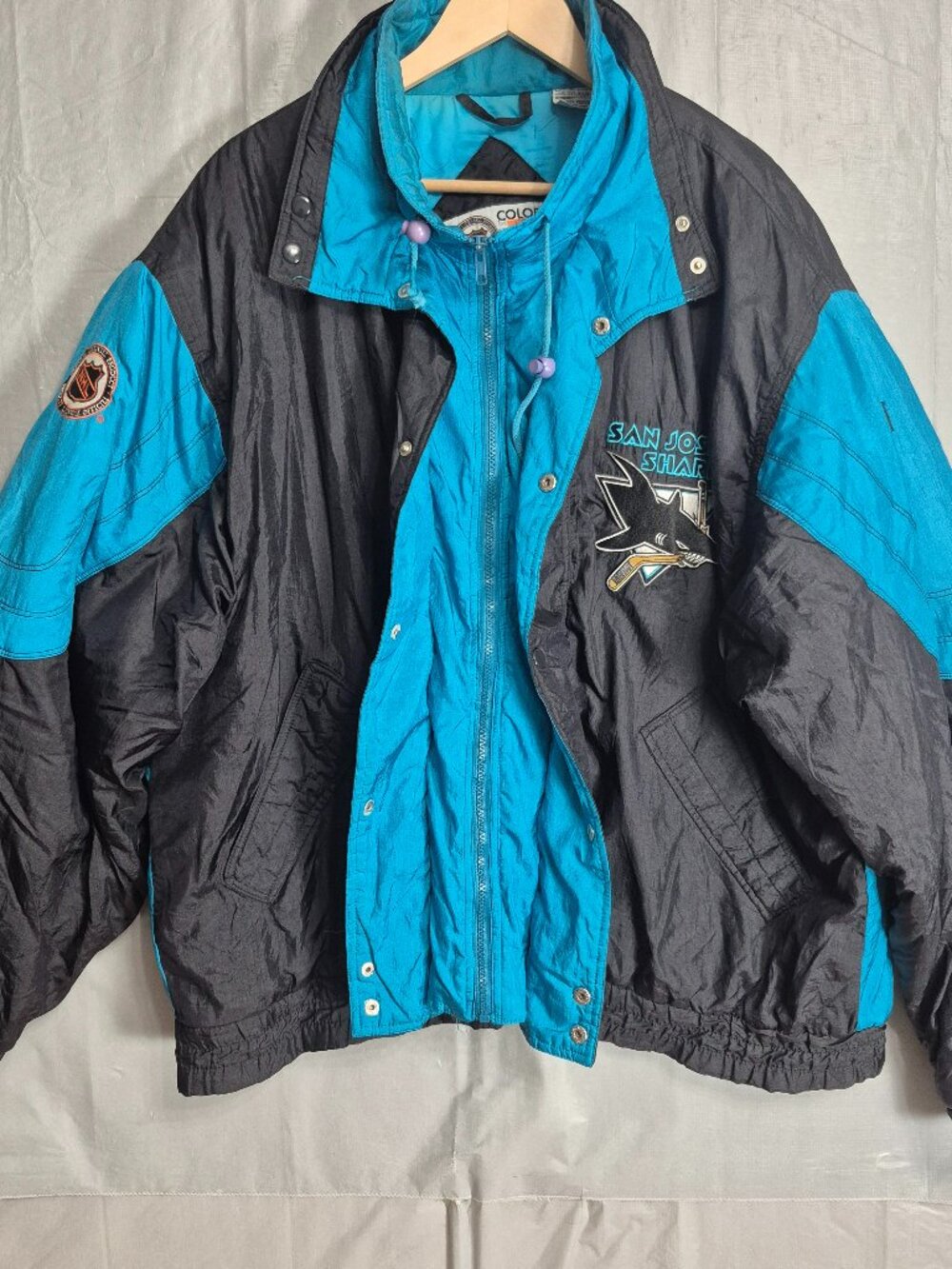 San Jose Sharks 90s NHL Nylon Puffer Jacket Vintage Full Zip MENS 2XL